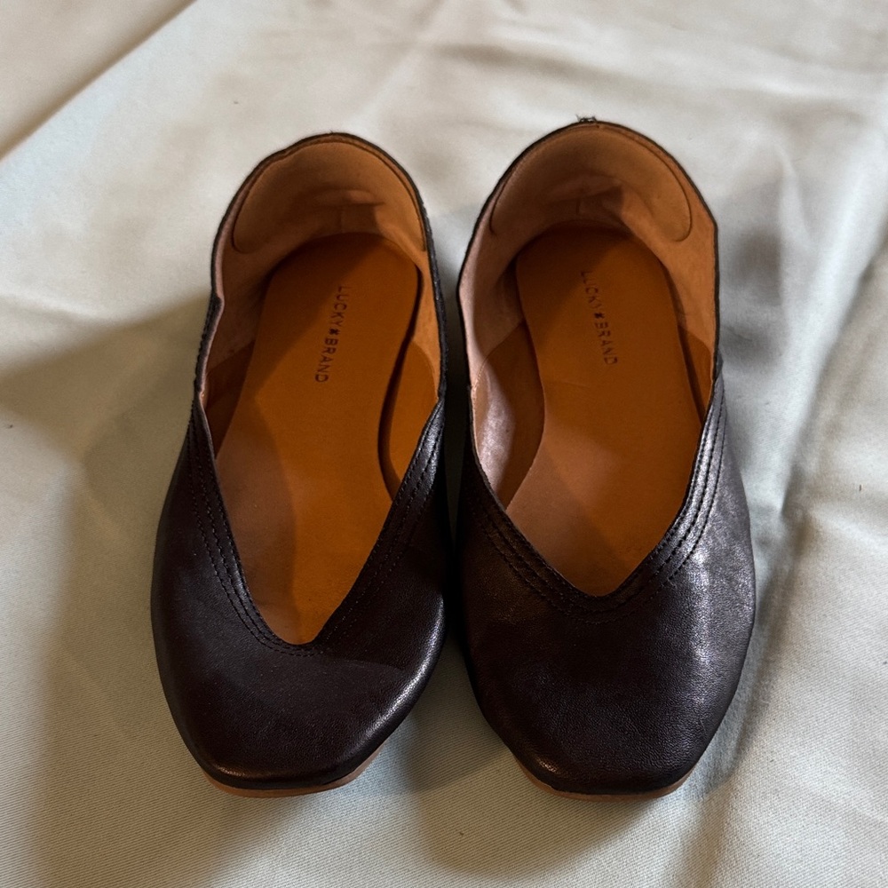 Lucky Brand Black Leather Ballet Flats, size 8.5
